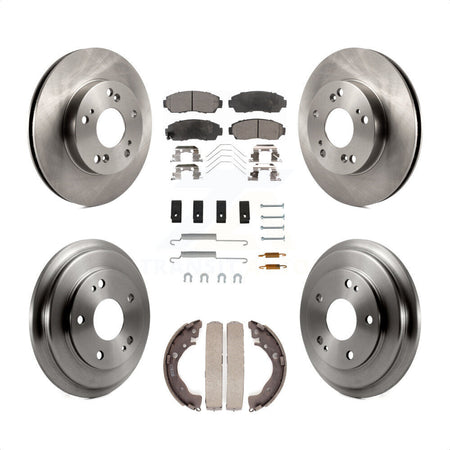 Front Rear Disc Brake Rotors Semi-Metallic Pads And Drum Kit (7Pc) For 2015 Honda Civic LX with Manual transmission K8F-102339 by Transit Auto