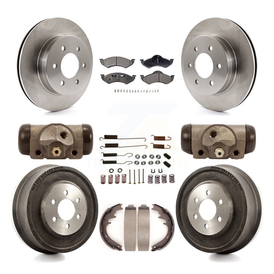 Front Rear Disc Brake Rotors Semi-Metallic Pads And Drum Kit (9Pc) For 2000-2002 Dodge Dakota Durango K8F-102347 by Transit Auto