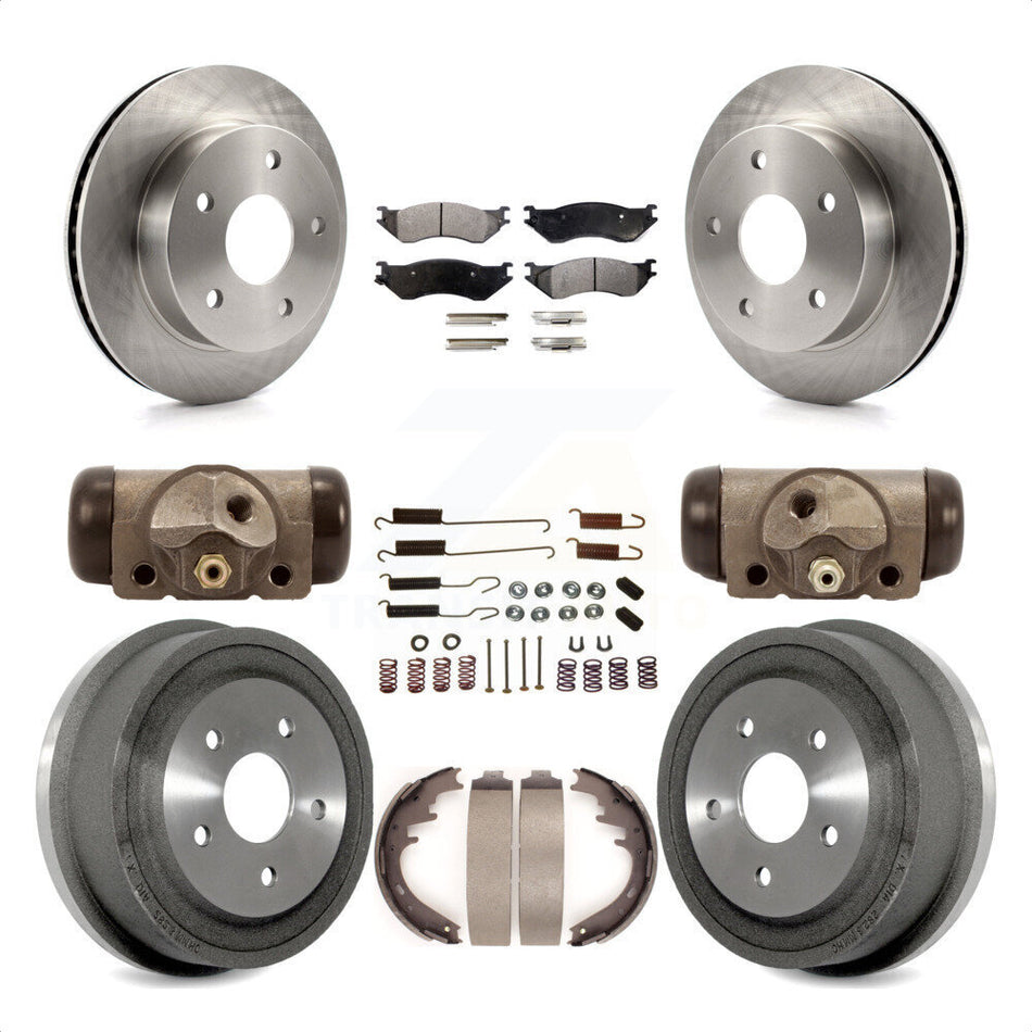 Front Rear Disc Brake Rotors Semi-Metallic Pads And Drum Kit (9Pc) For 2000-2001 Dodge Ram 1500 4WD K8F-102348 by Transit Auto