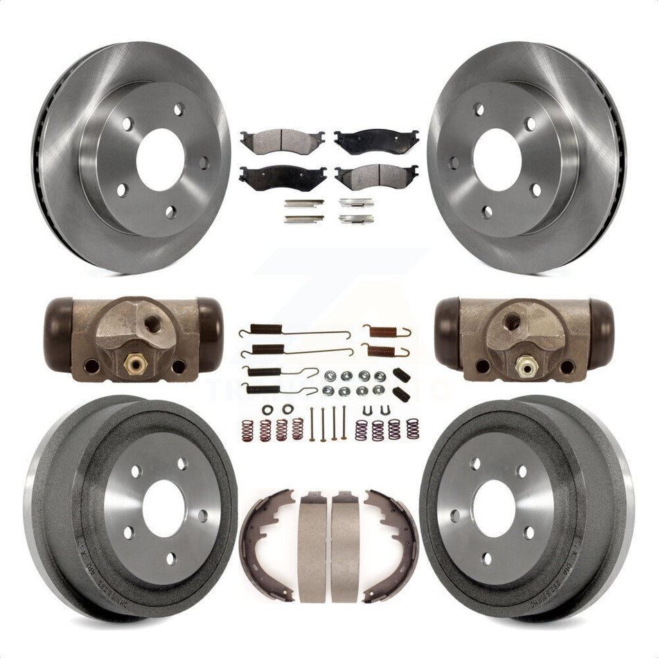 Front Rear Disc Brake Rotors Semi-Metallic Pads And Drum Kit (9Pc) For 2000-2001 Dodge Ram 1500 RWD K8F-102349 by Transit Auto