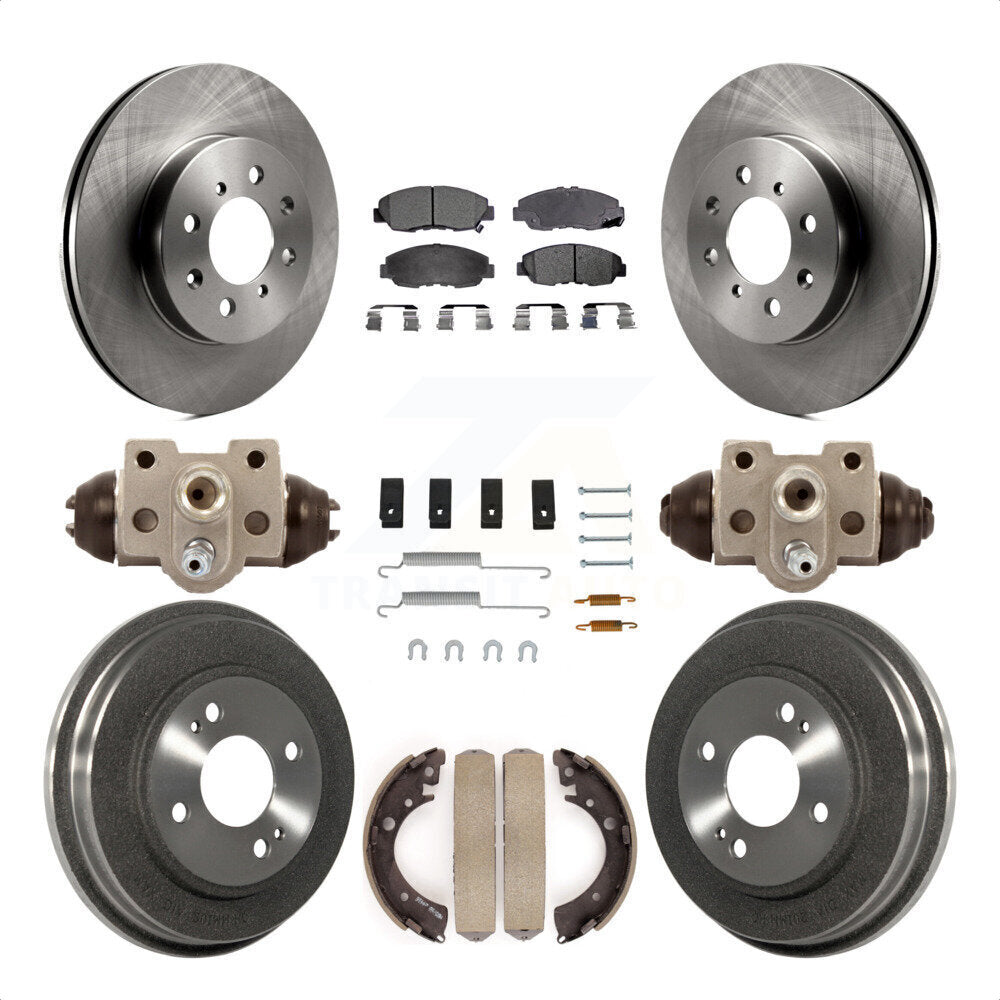 Front Rear Disc Brake Rotors Semi-Metallic Pads And Drum Kit (9Pc) For Honda Civic K8F-102357 by Transit Auto