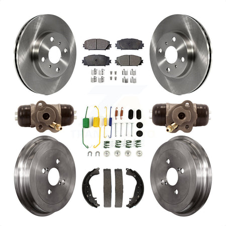 Front Rear Disc Brake Rotors Semi-Metallic Pads And Drum Kit (9Pc) For Toyota Yaris K8F-102385 by Transit Auto