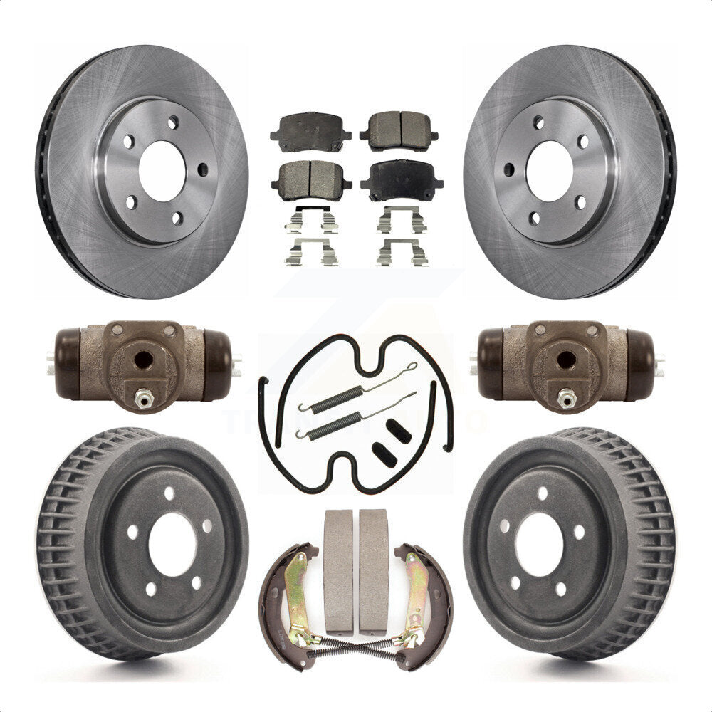 Front Rear Disc Brake Rotors Semi-Metallic Pads And Drum Kit (9Pc) For 2004 Chevrolet Malibu rear brakes With 276mm Diameter Rotor K8F-102408 by Transit Auto