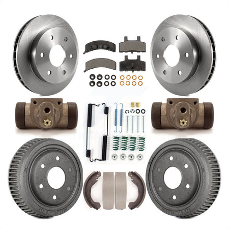 Front Rear Disc Brake Rotors Semi-Metallic Pads And Drum Kit (9Pc) For 1992-1999 Chevrolet K1500 With 10" Diameter K8F-102416 by Transit Auto