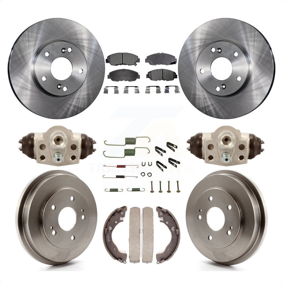 Front Rear Disc Brake Rotors Semi-Metallic Pads And Drum Kit (9Pc) For 2011 Honda Civic GX K8F-102465 by Transit Auto