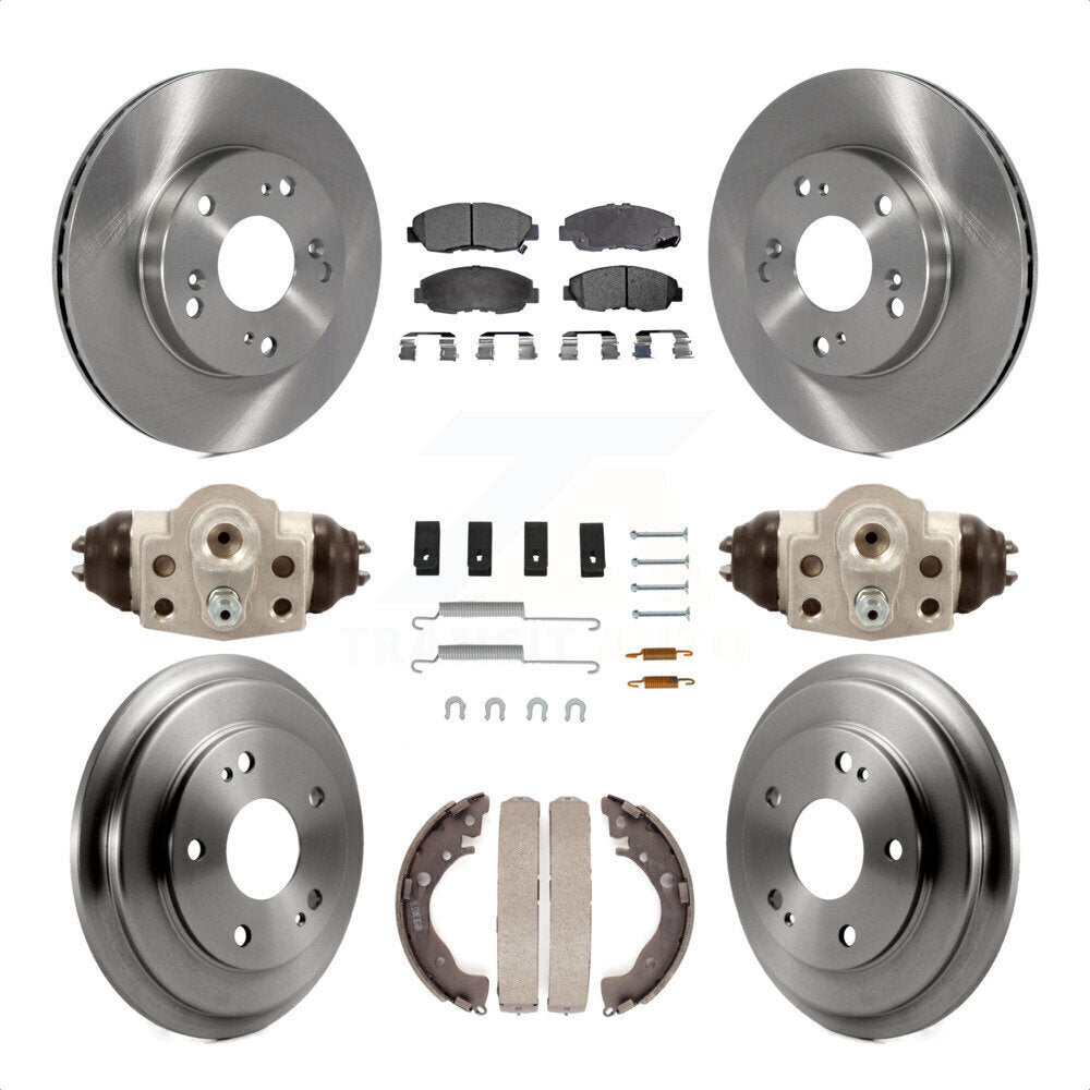 Front Rear Disc Brake Rotors Semi-Metallic Pads And Drum Kit (9Pc) For Honda Civic K8F-102472 by Transit Auto