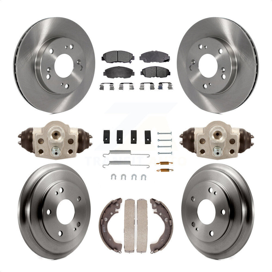 Front Rear Disc Brake Rotors Semi-Metallic Pads And Drum Kit (9Pc) For Honda Civic K8F-102472 by Transit Auto