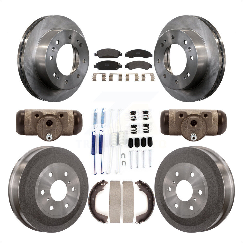 Front Rear Disc Brake Rotors Semi-Metallic Pads And Drum Kit (9Pc) For 2011 Chevrolet Silverado 1500 Hybrid With 7000 Lb GVW K8F-102511 by Transit Auto