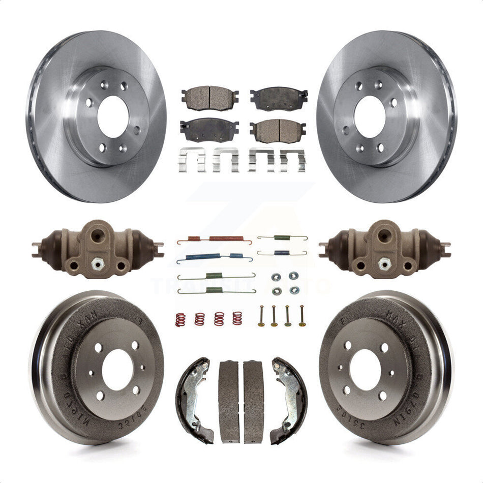 Front Rear Disc Brake Rotors Semi-Metallic Pads And Drum Kit (9Pc) For 2006 Hyundai Accent Sedan To 09 30 05 K8F-102529 by Transit Auto