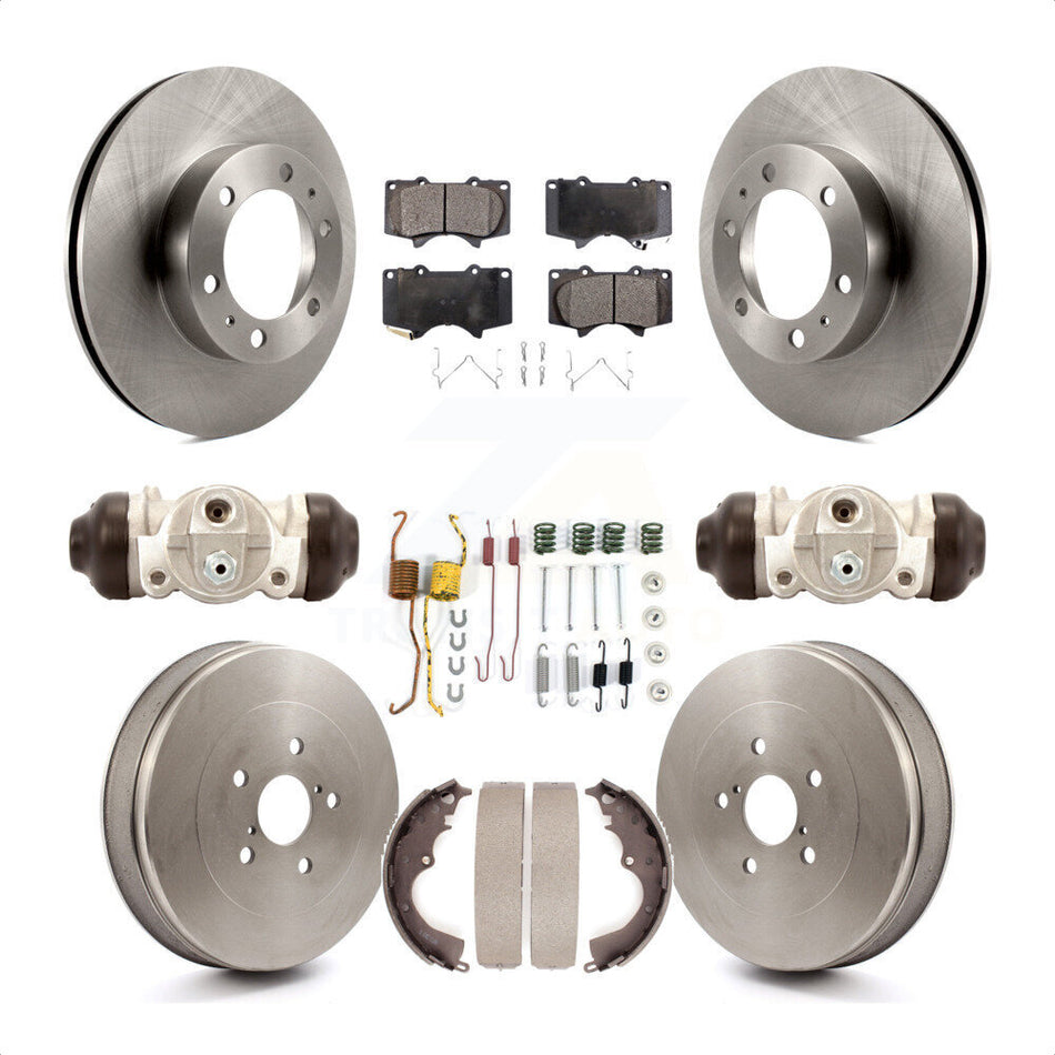 Front Rear Disc Brake Rotors Semi-Metallic Pads And Drum Kit (9Pc) For 2015 Toyota Tacoma Base with RWD 2.7L With 6 Lug Wheels K8F-102532 by Transit Auto