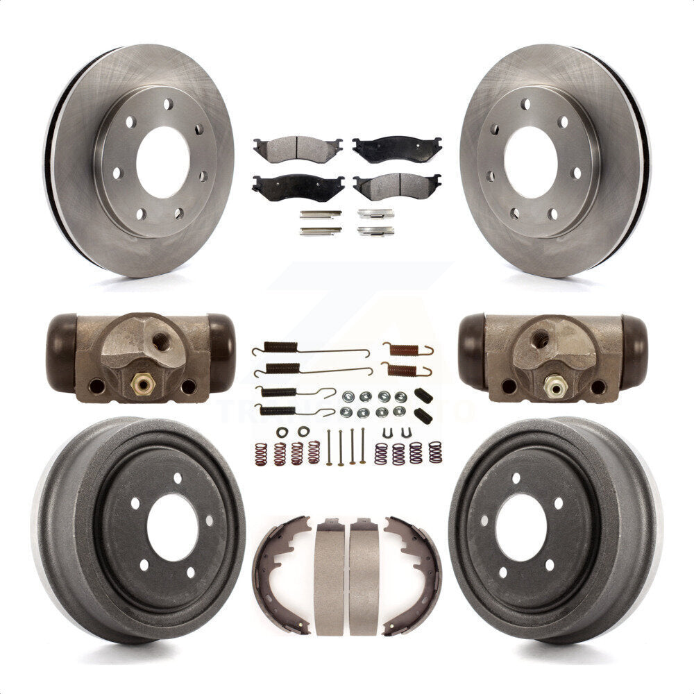 Front Rear Disc Brake Rotors Semi-Metallic Pads And Drum Kit (9Pc) For 1999 Ford F-150 4WD With 7 Lug Wheels K8F-102534 by Transit Auto