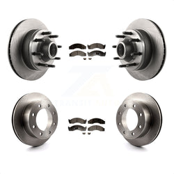 Front Rear Disc Brake Rotors And Semi-Metallic Pads Kit For 2000-2001 Ford E-450 Econoline Super Duty With Single Wheels Metric Bolt Circle K8F-102944