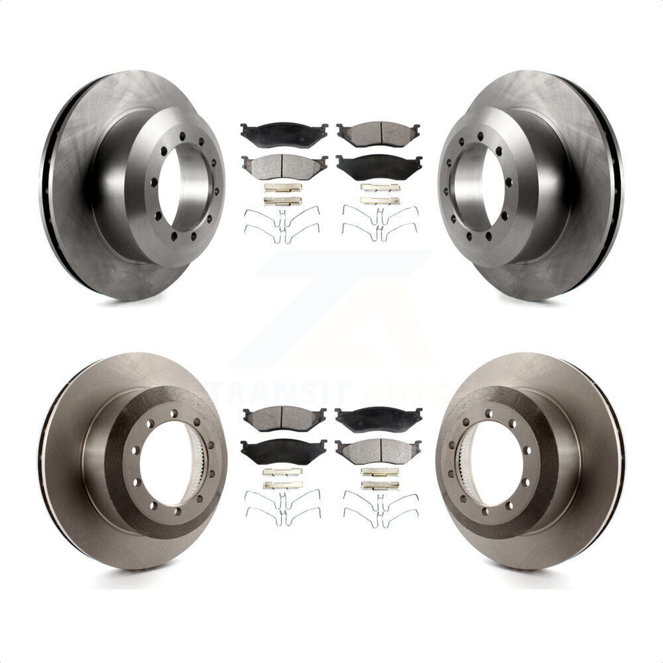 Front Rear Disc Brake Rotors And Semi-Metallic Pads Kit For Ford F59 F-53 Motorhome Chassis F-59 Commercial Stripped K8F-103016 by Transit Auto