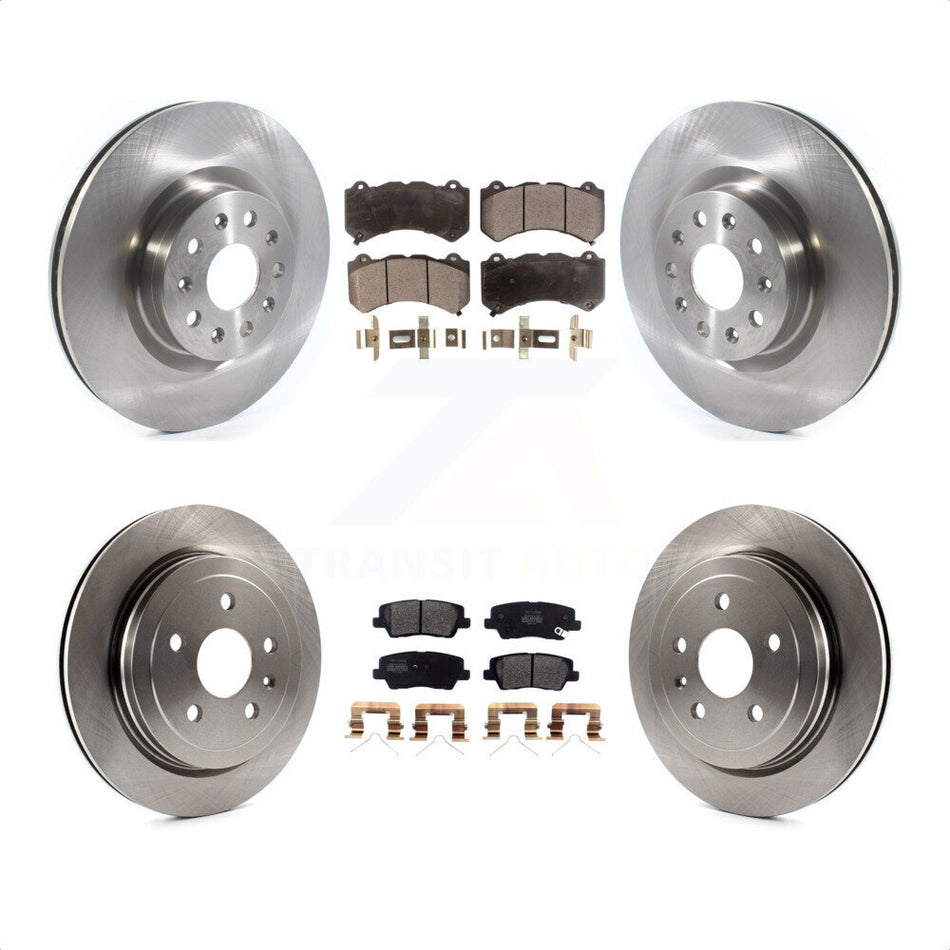 Front Rear Disc Brake Rotors And Semi-Metallic Pads Kit For 2016 Cadillac CTS Vsport Premium with RWD Without Performance Lining K8F-103078 by Transit Auto