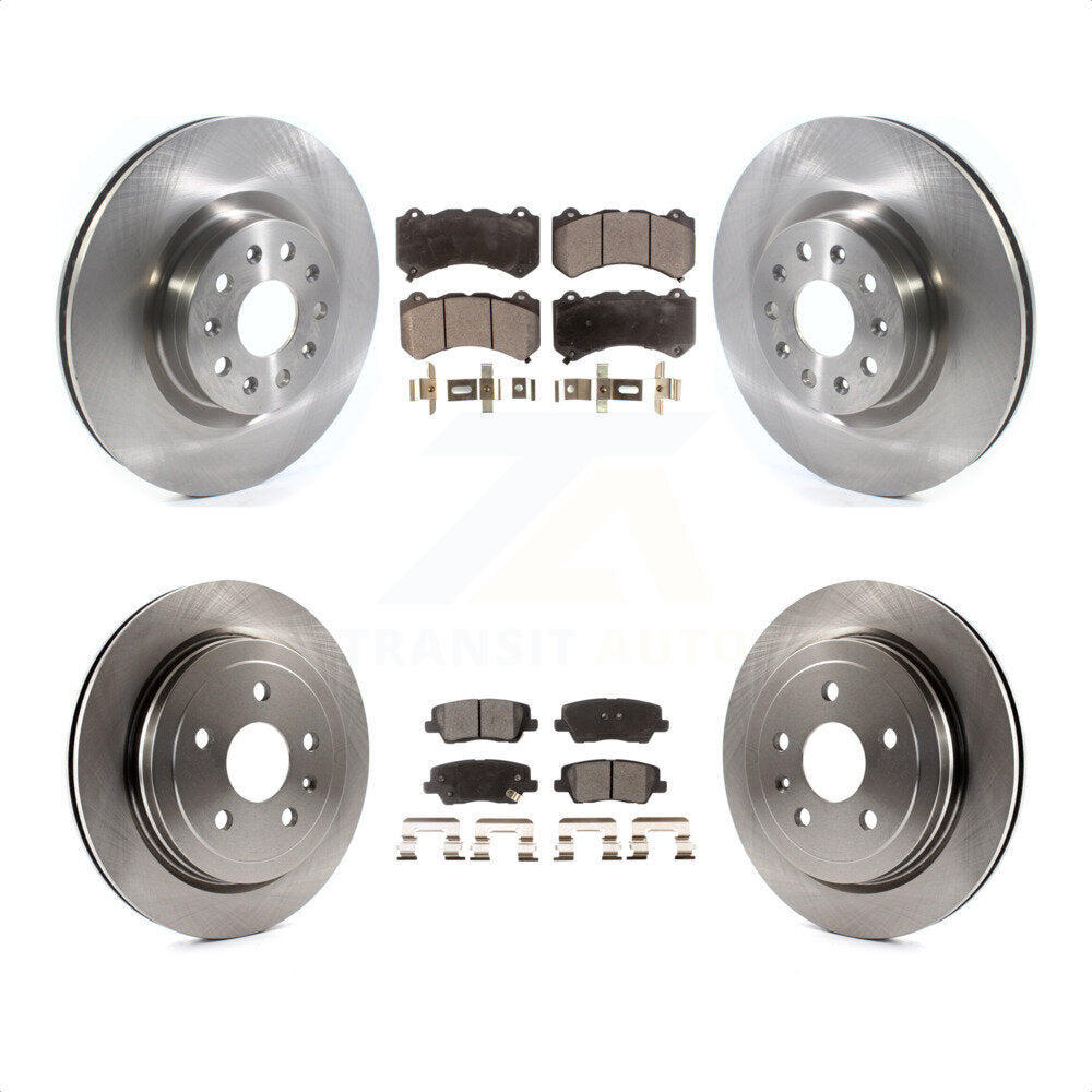 Front Rear Disc Brake Rotors And Semi-Metallic Pads Kit For 2016 Cadillac CTS Vsport Premium with RWD With Performance Lining K8F-103079 by Transit Auto