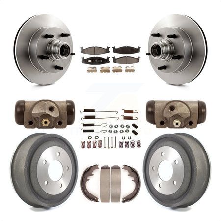 Front Rear Disc Brake Rotors Semi-Metallic Pads And Drum Kit (9Pc) For Ford E-150 Econoline Club Wagon K8F-103133 by Transit Auto