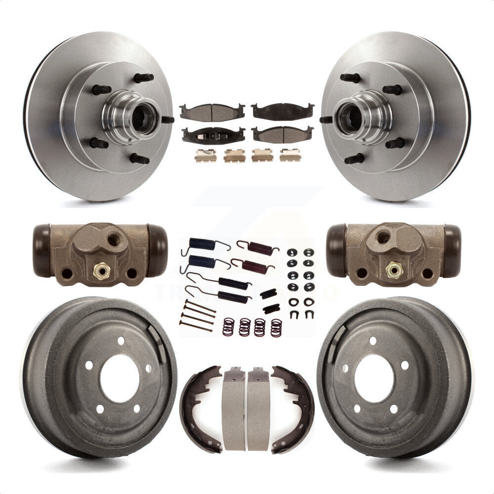 Front Rear Disc Brake Rotors Semi-Metallic Pads And Drum Kit (9Pc) For Ford F-150 E-150 Econoline 15/16" Bore K8F-103138 by Transit Auto