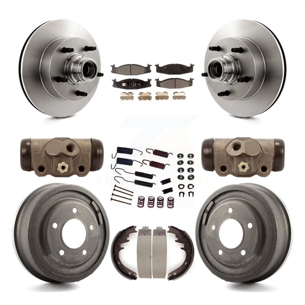 Front Rear Disc Brake Rotors Semi-Metallic Pads And Drum Kit (9Pc) For Ford E-150 Econoline Club Wagon 15/16" Bore K8F-103139 by Transit Auto