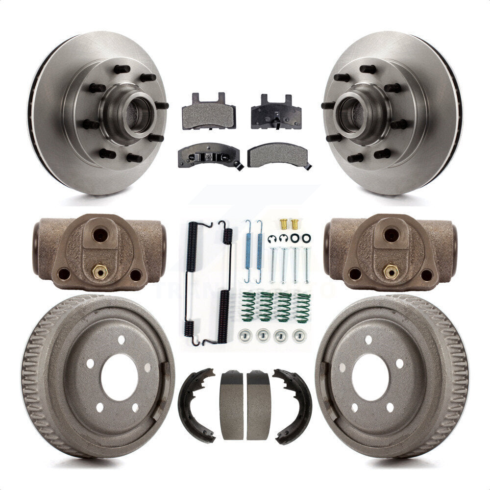 Front Rear Disc Brake Rotors Semi-Metallic Pads And Drum Kit (9Pc) For 1997 Chevrolet C1500 Suburban DIESEL engine With 10" Diameter K8F-103144 by Transit Auto