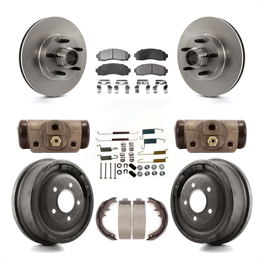 Front Rear Disc Brake Rotors Semi-Metallic Pads And Drum Kit (9Pc) For 2006-2009 Ford Ranger RWD With 10" Diameter K8F-103147 by Transit Auto