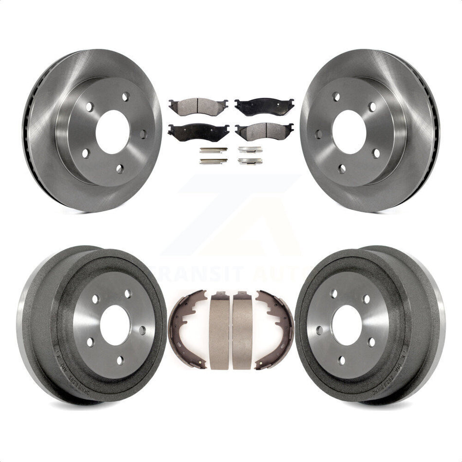 Front Rear Disc Brake Rotors Semi-Metallic Pads And Drum Kit For 2000-2001 Dodge Ram 1500 RWD K8F-103173 by Transit Auto