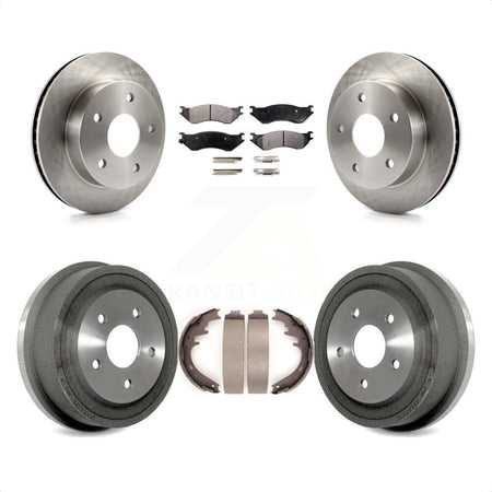 Front Rear Disc Brake Rotors Semi-Metallic Pads And Drum Kit For 2000-2001 Dodge Ram 1500 4WD K8F-103174 by Transit Auto