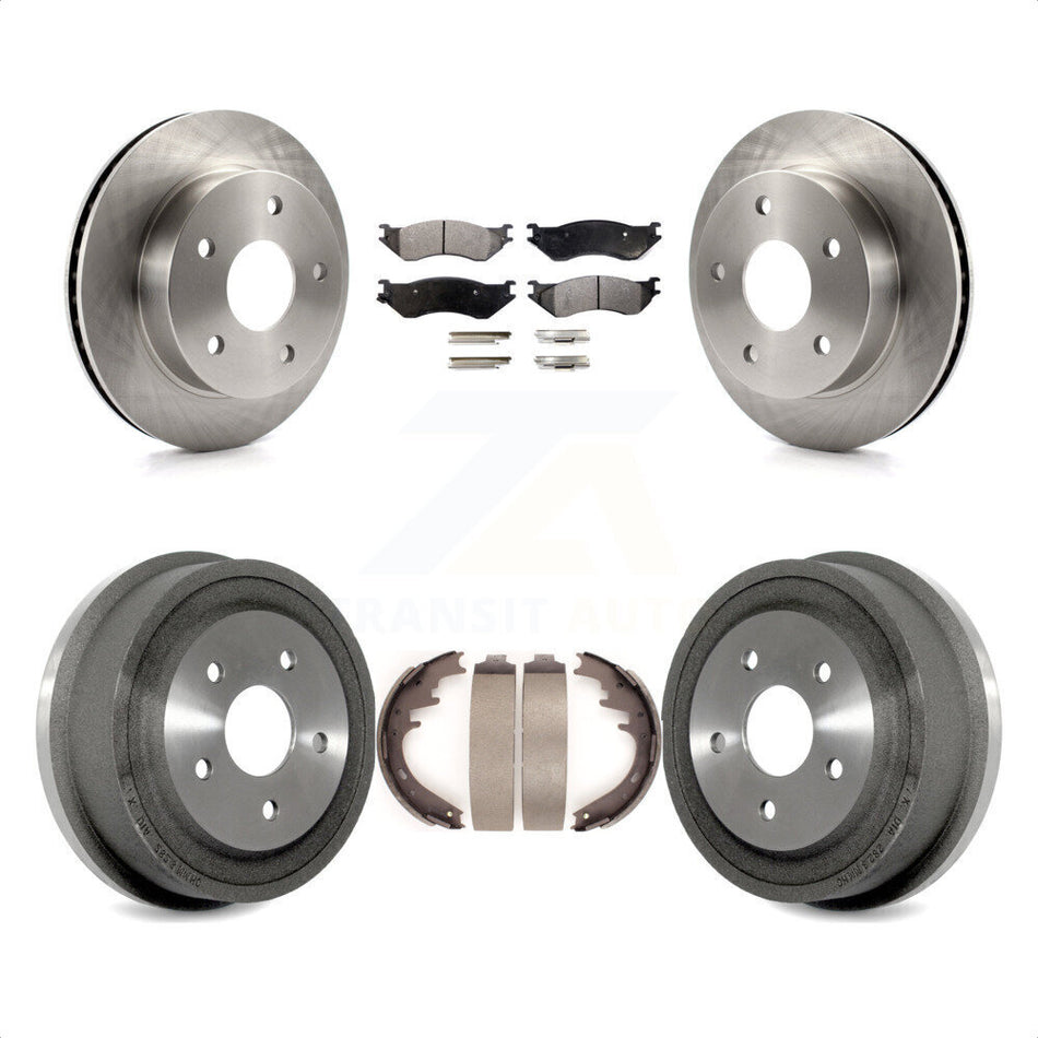 Front Rear Disc Brake Rotors Semi-Metallic Pads And Drum Kit For 2000-2001 Dodge Ram 1500 4WD K8F-103174 by Transit Auto