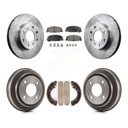 Front Rear Disc Brake Rotors Semi-Metallic Pads And Drum Kit For 1993-1995 Honda Civic DX with Coupe Manual transmission K8F-103186 by Transit Auto