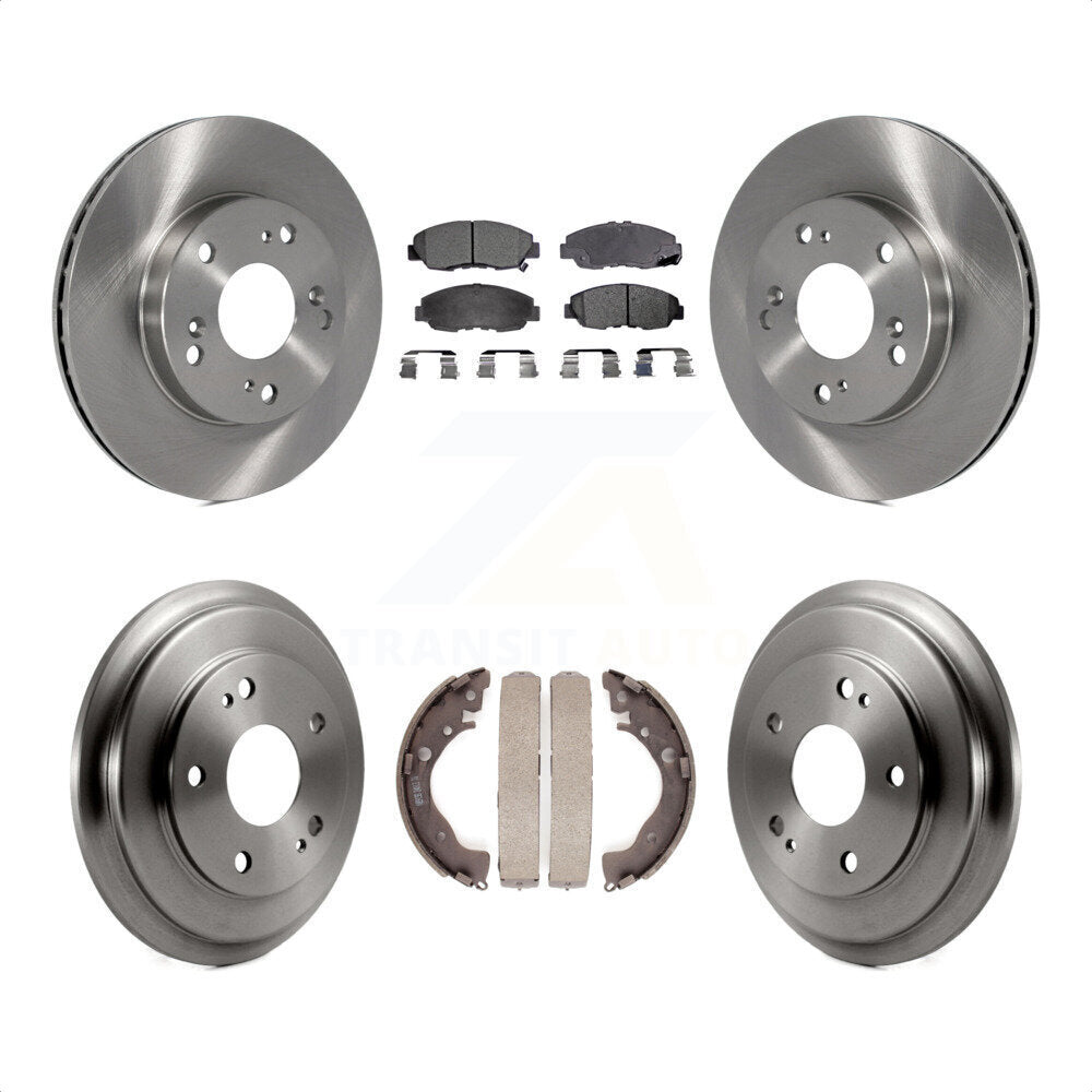 Front Rear Disc Brake Rotors Semi-Metallic Pads And Drum Kit For Honda Civic K8F-103194 by Transit Auto