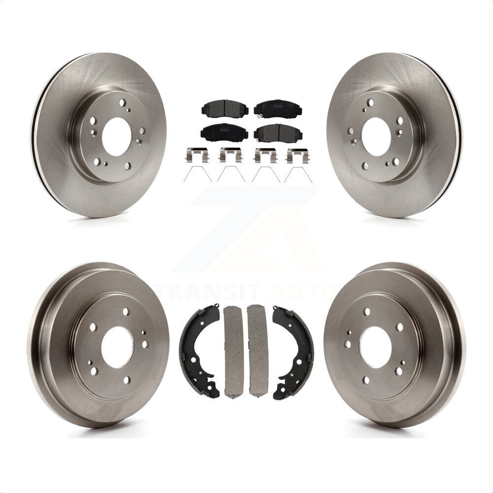 Front Rear Disc Brake Rotors Semi-Metallic Pads And Drum Kit For Honda Civic K8F-103198 by Transit Auto