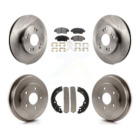 Front Rear Disc Brake Rotors Semi-Metallic Pads And Drum Kit For Honda Civic K8F-103199 by Transit Auto