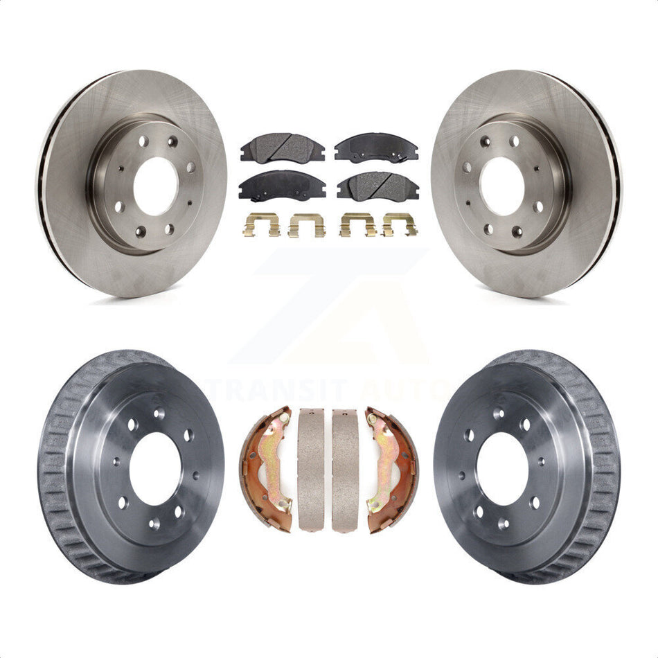 Front Rear Disc Brake Rotors Semi-Metallic Pads And Drum Kit For 2007-2009 Kia Spectra K8F-103240 by Transit Auto