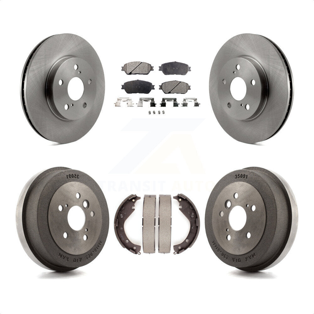 Front Rear Disc Brake Rotors Semi-Metallic Pads And Drum Kit For 2005 Toyota Camry SE XLE Vehicles Manufactured In USA K8F-103261 by Transit Auto