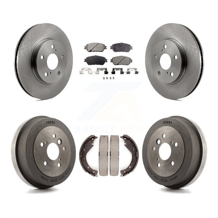 Front Rear Disc Brake Rotors Semi-Metallic Pads And Drum Kit For 2005 Toyota Camry SE XLE Vehicles Manufactured In USA K8F-103261 by Transit Auto