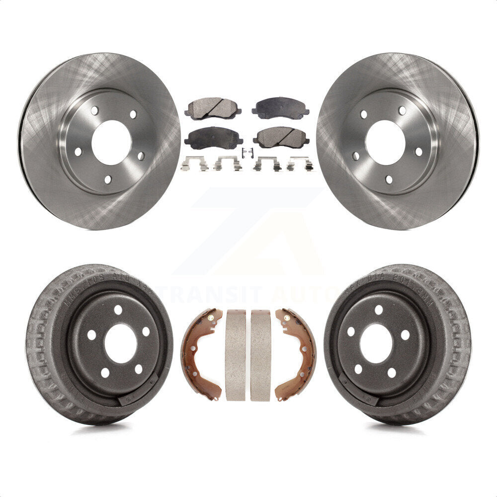 Front Rear Disc Brake Rotors Semi-Metallic Pads And Drum Kit For 2001 Dodge Stratus Coupe with rear brakes K8F-103266 by Transit Auto