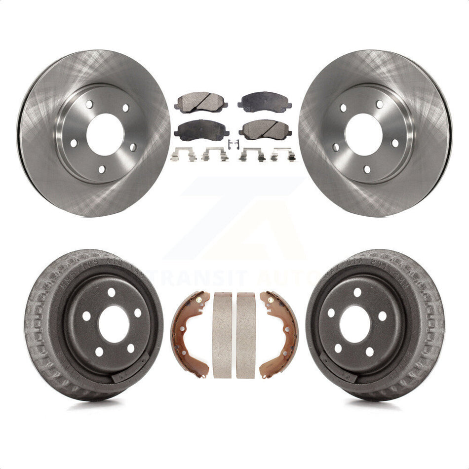 Front Rear Disc Brake Rotors Semi-Metallic Pads And Drum Kit For 2001 Dodge Stratus Coupe with rear brakes K8F-103266 by Transit Auto