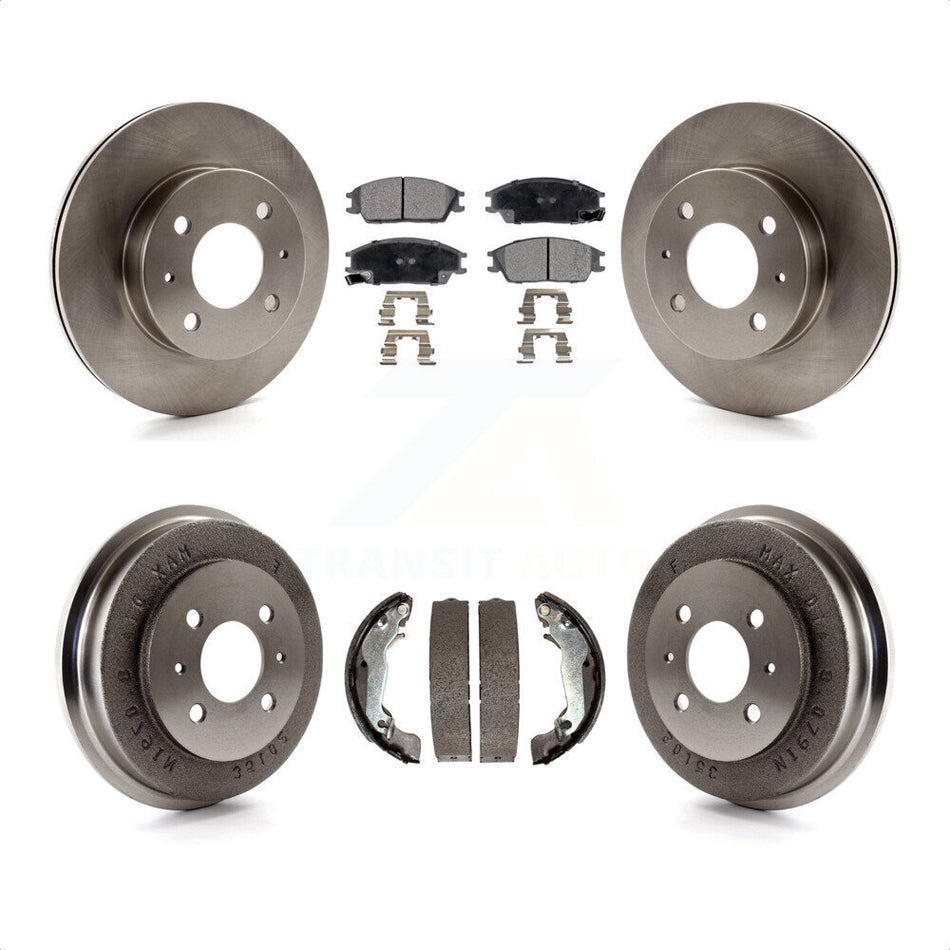 Front Rear Disc Brake Rotors Semi-Metallic Pads And Drum Kit For 2003-2005 Hyundai Accent K8F-103303 by Transit Auto