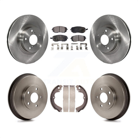 Front Rear Disc Brake Rotors Semi-Metallic Pads And Drum Kit For 2002-2004 Subaru Impreza Outback RS TS K8F-103307 by Transit Auto