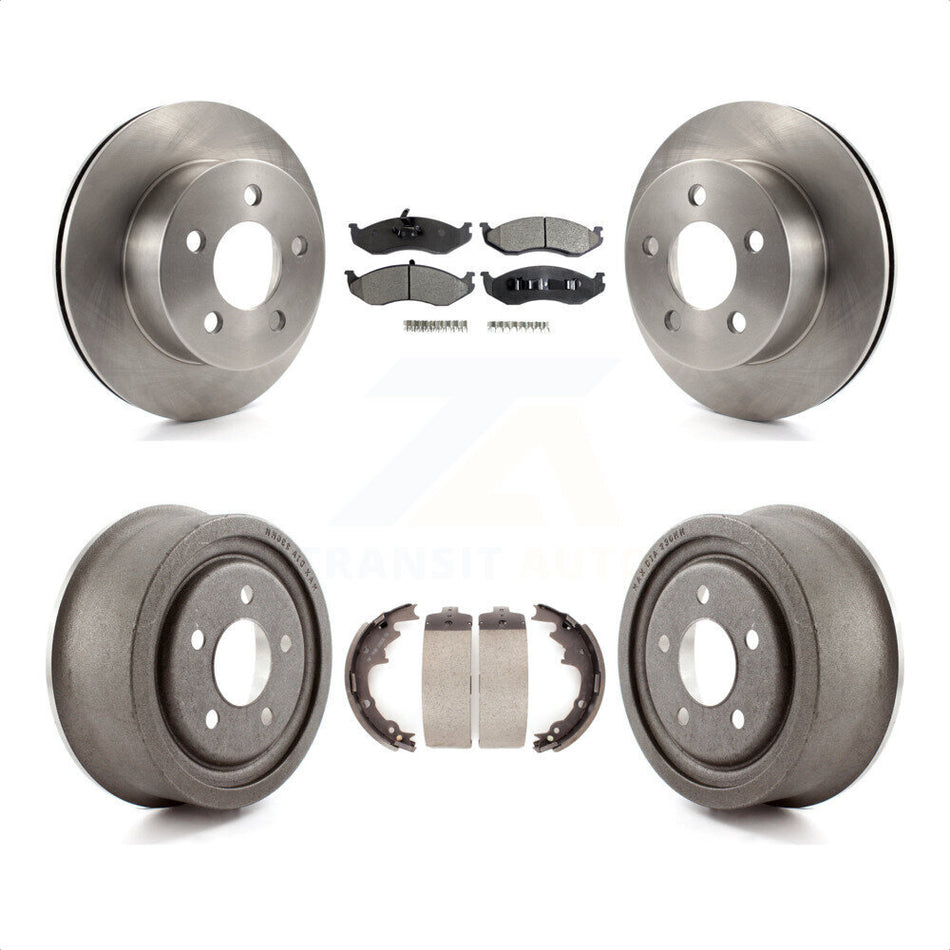 Front Rear Disc Brake Rotors Semi-Metallic Pads And Drum Kit For Jeep Wrangler TJ K8F-103339 by Transit Auto