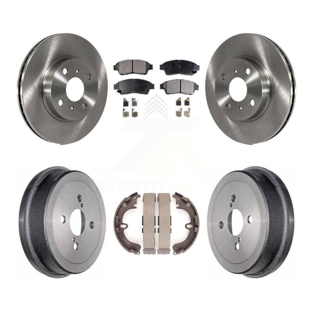 Front Rear Disc Brake Rotors Semi-Metallic Pads And Drum Kit For 1993-1997 Toyota Corolla Geo Prizm K8F-103350 by Transit Auto