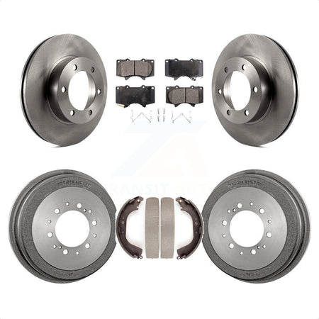 Front Rear Disc Brake Rotors Semi-Metallic Pads And Drum Kit For 2000-2002 Toyota Tundra 5.3" Plate Length K8F-103358 by Transit Auto