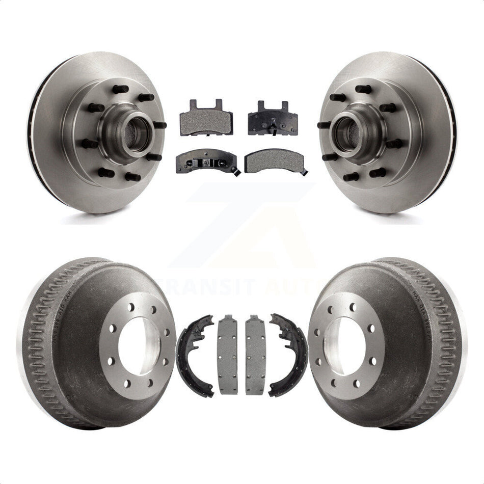 Front Rear Disc Brake Rotors Hub Assembly Semi-Metallic Pads And Drum Kit For Chevrolet C2500 C1500 Suburban GMC K8F-103401 by Transit Auto