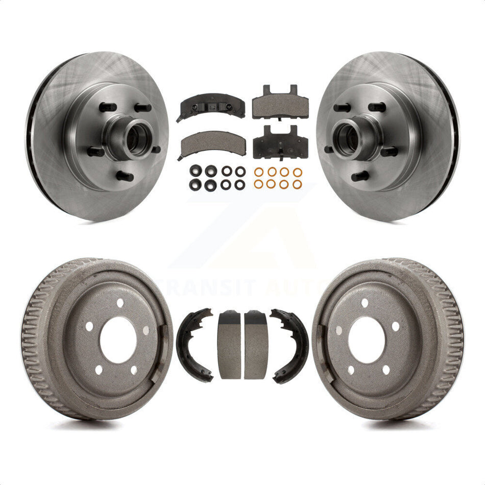 Front Rear Disc Brake Rotors Hub Assembly Semi-Metallic Pads And Drum Kit For Chevrolet C1500 Suburban GMC Yukon K8F-103404 by Transit Auto