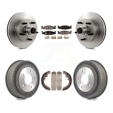 Front Rear Disc Brake Rotors Hub Assembly Semi-Metallic Pads And Drum Kit For Ford E-150 Econoline Club Wagon K8F-103408 by Transit Auto