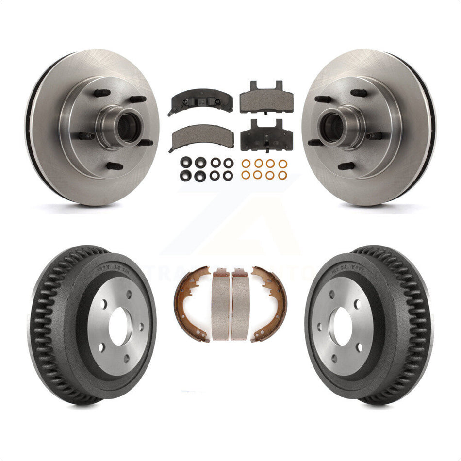 Front Rear Disc Brake Rotors Hub Assembly Semi-Metallic Pads And Drum Kit For 1994-1999 Dodge Ram 1500 RWD K8F-103414 by Transit Auto