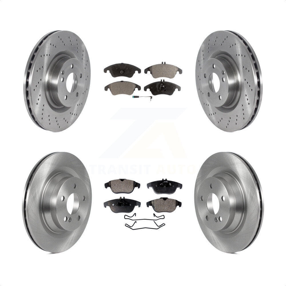 Front Rear Disc Brake Rotors And Semi-Metallic Pads Kit For 2010-2011 Mercedes-Benz E550 Coupe With 320mm Diameter Rotor K8F-103511 by Transit Auto