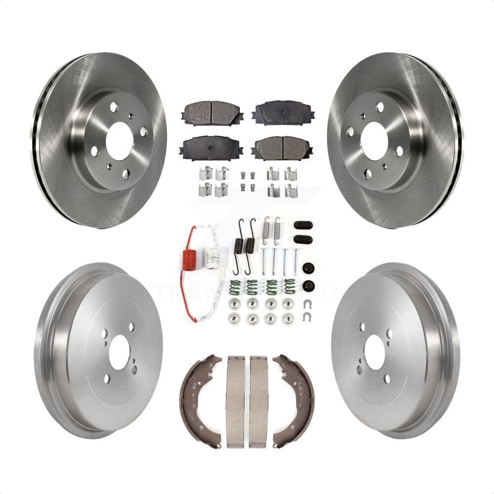 Front Rear Disc Brake Rotors Semi-Metallic Pads And Drum Kit (7Pc) For Toyota Prius C Scion iQ K8F-103545 by Transit Auto