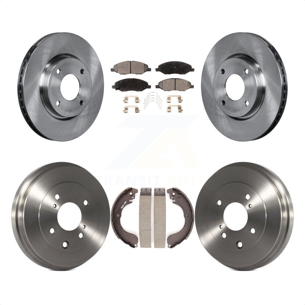 Front Rear Disc Brake Rotors Semi-Metallic Pads And Drum Kit For 2008 Nissan Versa 4-Wheel ABS K8F-103548 by Transit Auto