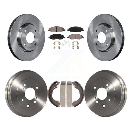 Front Rear Disc Brake Rotors Semi-Metallic Pads And Drum Kit For 2008 Nissan Versa 4-Wheel ABS K8F-103548 by Transit Auto