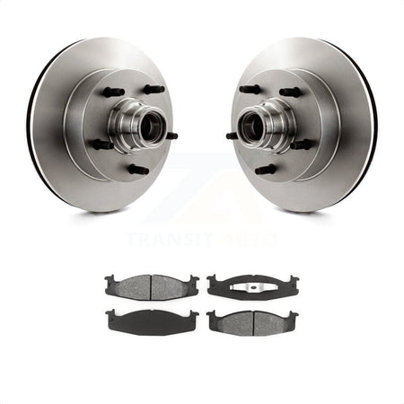 Front Disc Brake Rotors Hub Assembly And Semi-Metallic Pads Kit For Ford E-150 Econoline Club Wagon K8S-100697 by Transit Auto